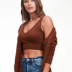 Nadaam Brown Cashmere Cropped Tank